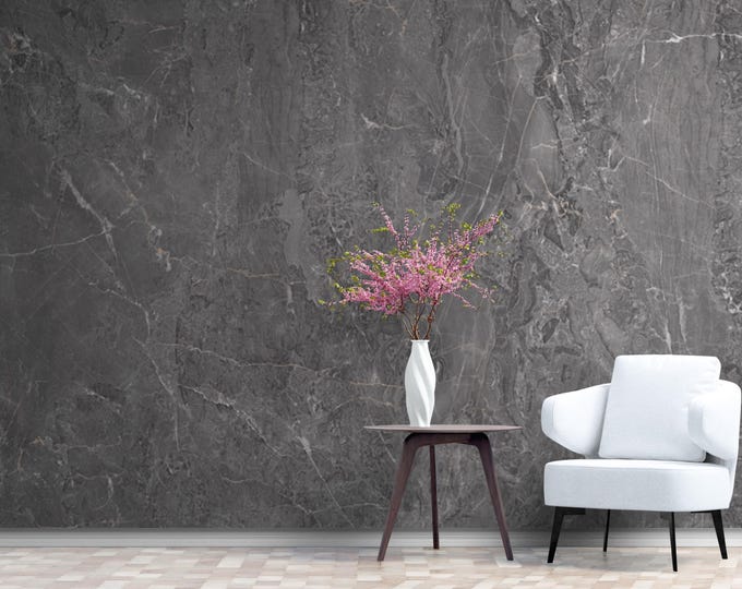 Marble Wallpaper , Peel and Stick or Traditional Wallpaper Mural, Modern Dark Wallpaper for Living Room Bedroom Entryway or Cafe
