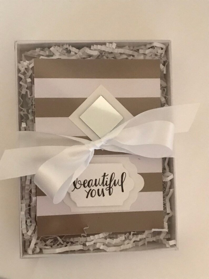 Set of 5 Cards Beautiful You TanWhite Striped Print