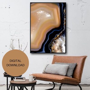 Black Agate Printable Wall Art, Agate Print Instant Download, Geode Home Decor, Geode Art, Agate Wall Art, Geode Digital Download