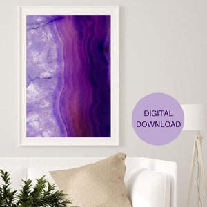 Purple Agate Geode Printable Wall Art, Instant Download, Digital Art Download, Geode Art, Agate Wall Art, Home Decor, Geode Digital Download