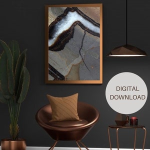 Brown Stone Wall Art, Instant Download, Mineral Prints, Digital Art Download, Geode Art, Agate Wall Art, Geode Digital Download