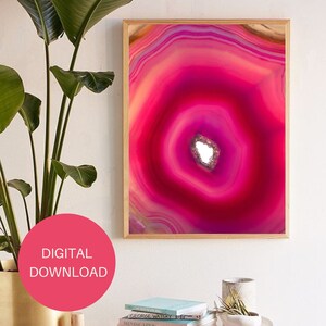 Pink Geode Wall Art, Instant Download, Digital Download, Printable Wall Art, Agate Wall Art, Geode Printable