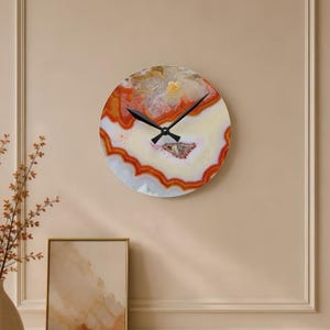 Orange Achat Geode Acryl Geode Wanduhr