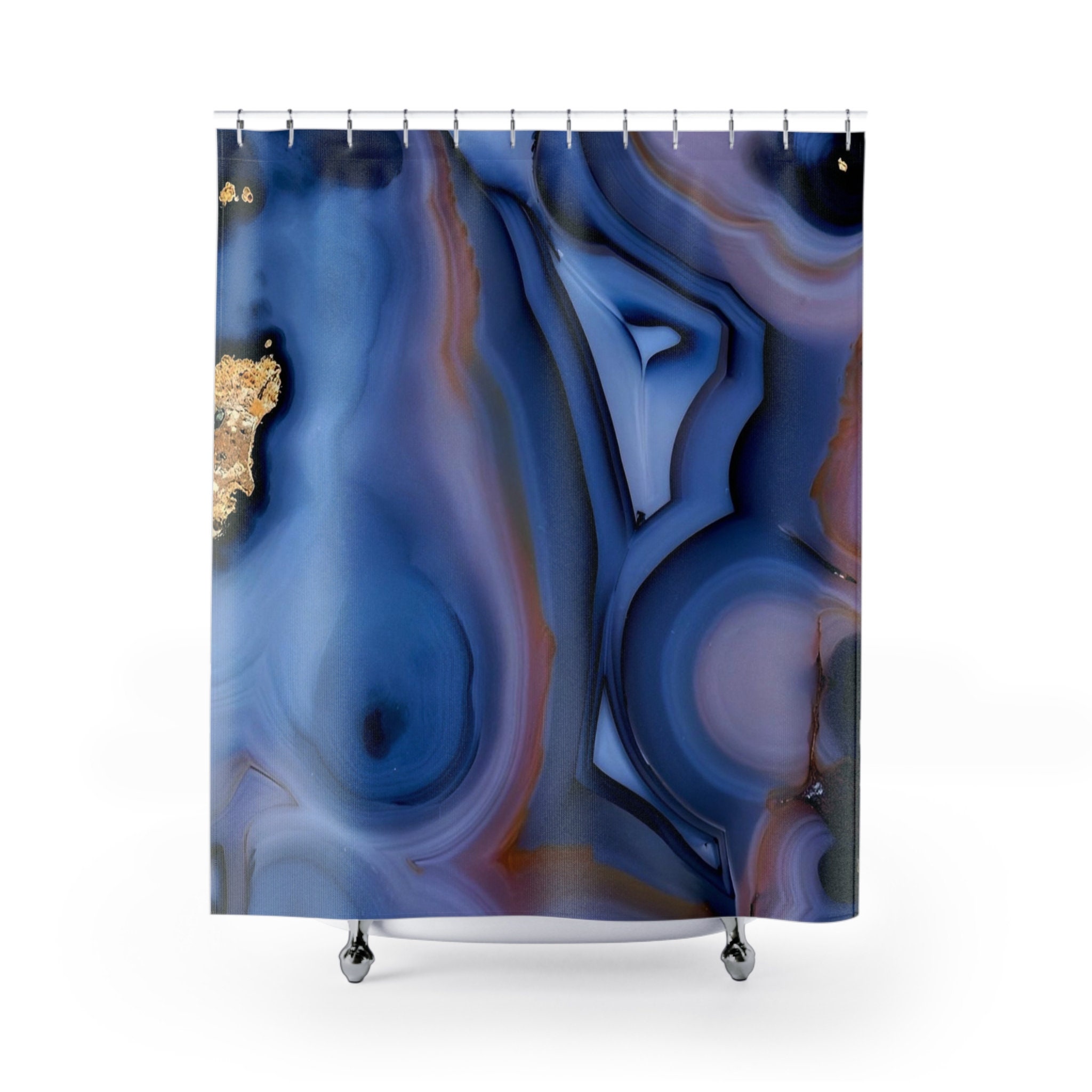 Blauer Duschvorhang, Geode Duschvorhang, Geode Badezimmer, Kristall dusche, Geode Bad Dekor, Kristall Badezimmer Dekor, einzigartige Duschvorhang