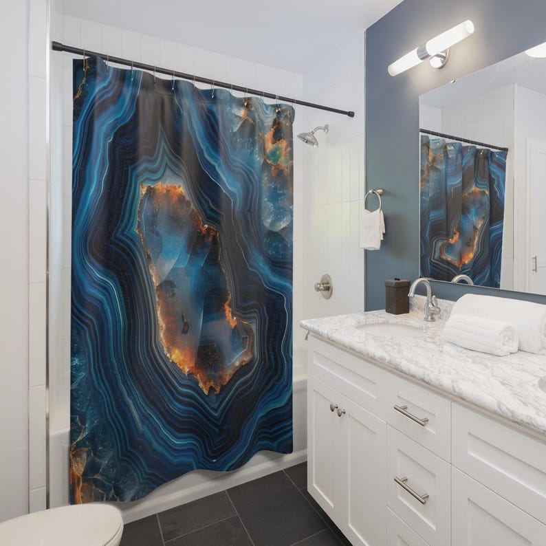 Blue Agate Geode Shower Curtain - Etsy