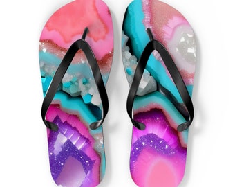 Pink Geode Flip Flops