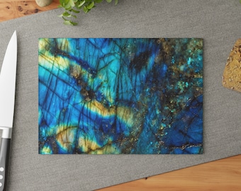 Labradorite Pattern Tempered Glass Cutting Board: Kitchen Decor