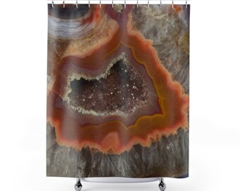Geode Duschvorhang, Kristall Boho Duschvorhang