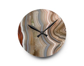 Braune Achat Geode Muster Wanduhr