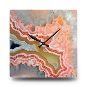 Pink Agate Geode Wall Clock