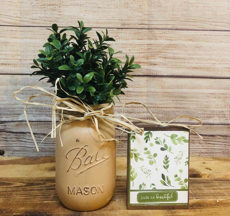 Mason Jar Artificial Greenery Indoor Plant Pot Farmhouse Decor Etsy