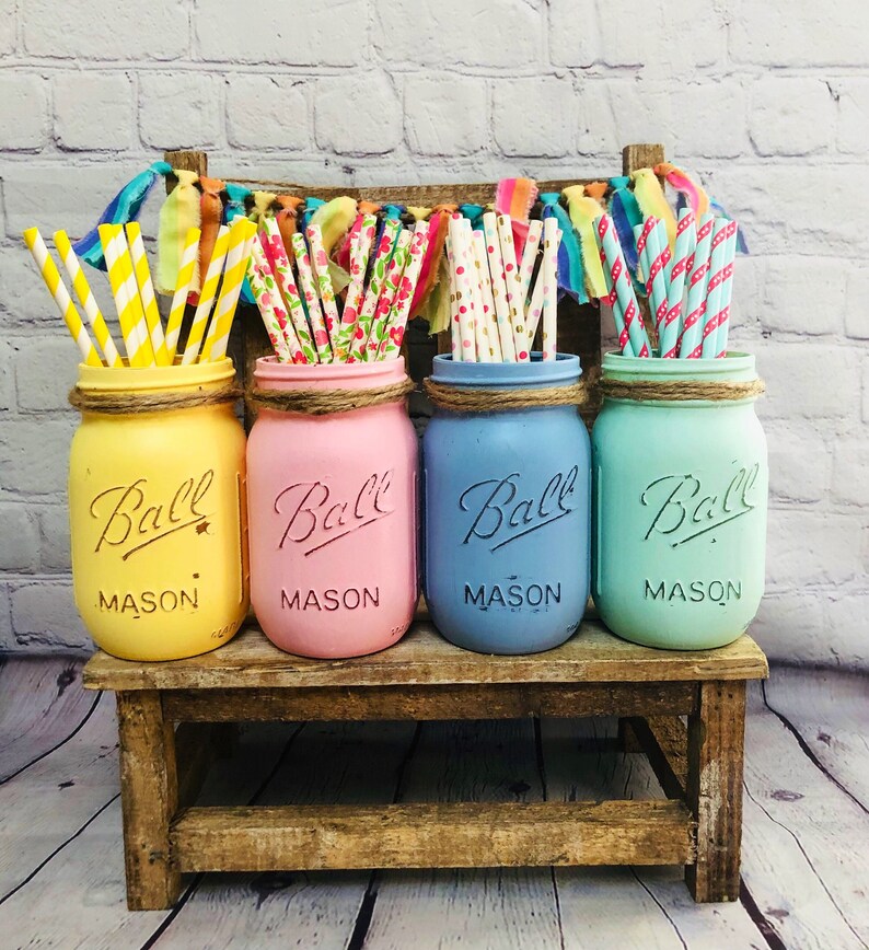 Baby Shower Centerpiece Mason Jar Vase Baby Shower Table Etsy