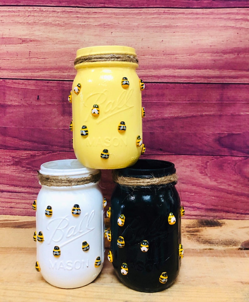 Bumble Bee Mason Jar Bumble Bee Decor Baby Shower Decor Etsy