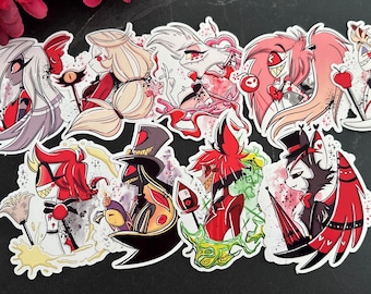 Hazbin Hotel Vinyl Stickers - 4'' digital watercolor on glossy vinyl