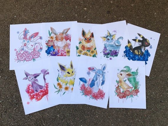 Eeveelutions Square Print – Ellesdoodlebox