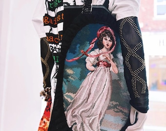 large handmade shopper tote bag denim fabric