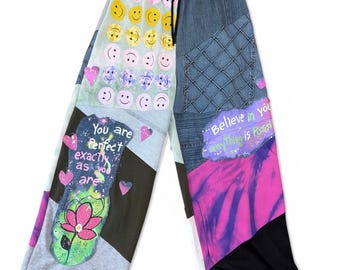 Believe in anything patchwork streetwear  sweat pants