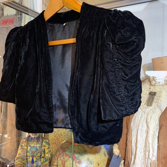 1940s velvet big puff sleeves bolero jacket