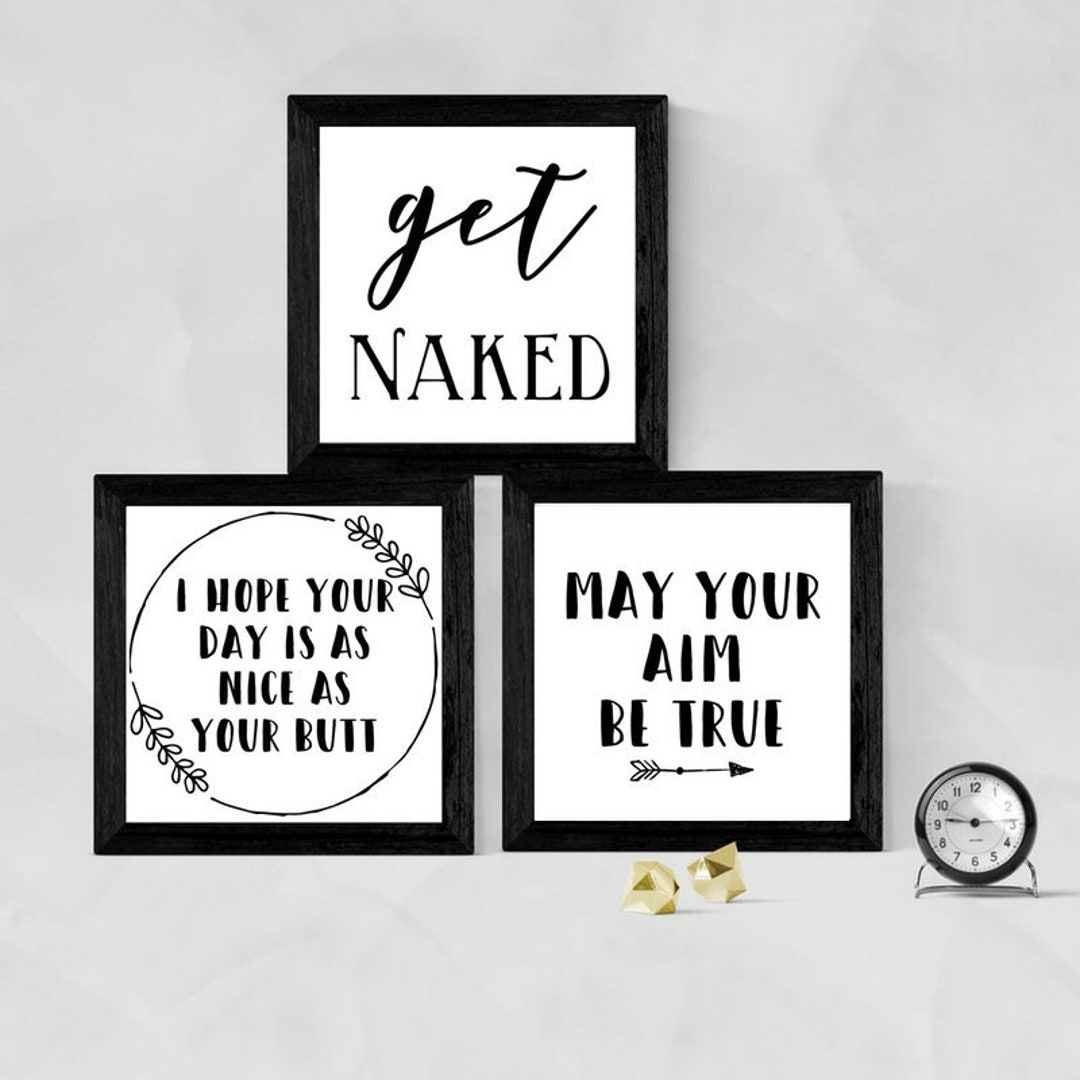 Printable Funny Bathroom Sign Bundle, Bundle of 3 Bathroom Signs, Funny ...