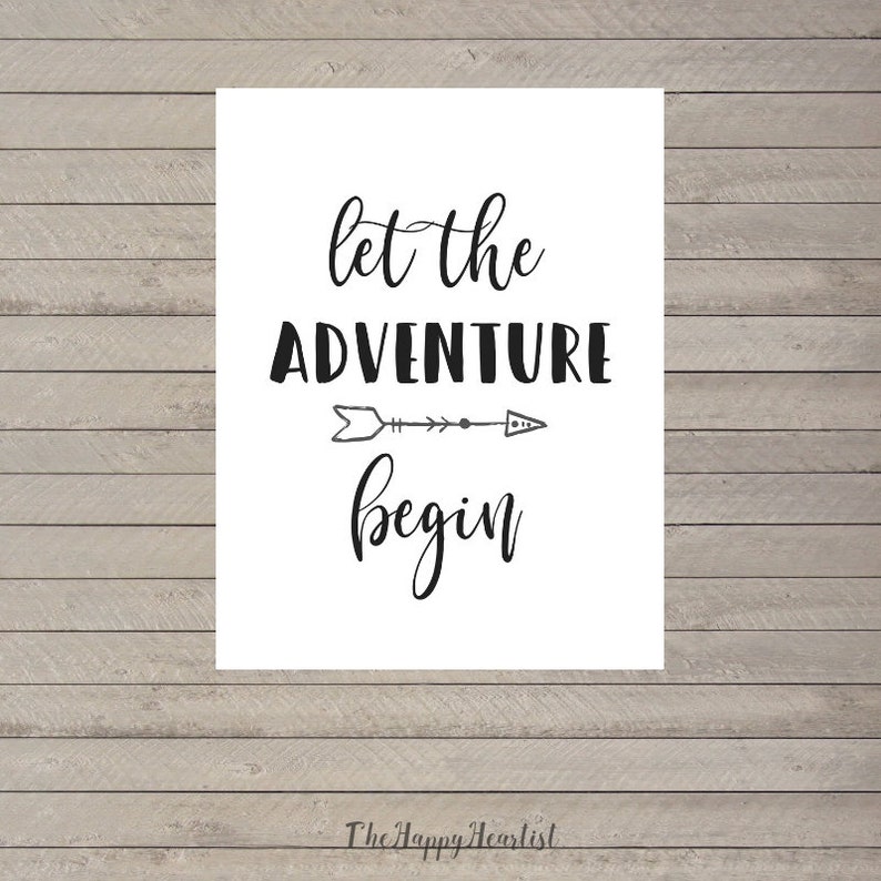 Let The Adventure Begin PRINTABLE Nursery Sign Monochrome | Etsy