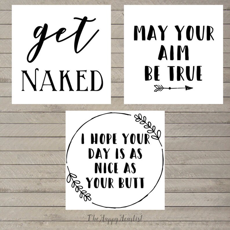 Printable Funny Bathroom Sign Bundle, Bundle of 3 Bathroom Signs, Funny ...
