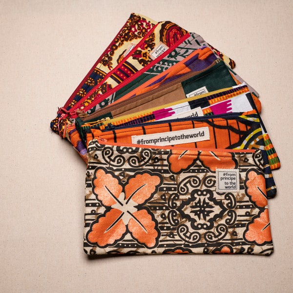 Pencils zipper case Yoyo • African fabric zipper pouch handmade in Príncipe Island