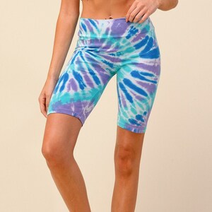 purple tie dye biker shorts