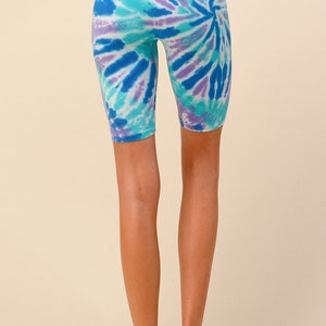 purple tie dye biker shorts