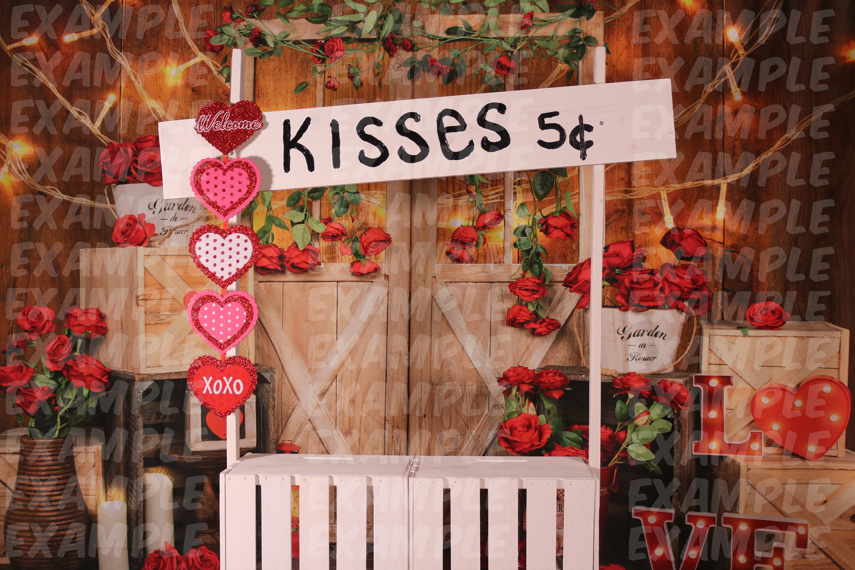 Kissing Booth Valentines Day Digital Virtual Backdrop Photography File