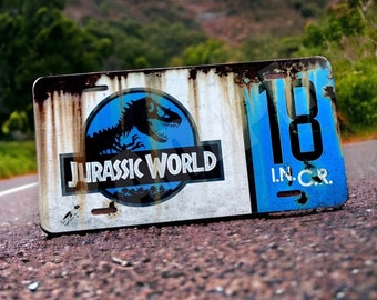 Custom Distressed Jurassic WORLD Metal Licenses Plate #18 or fully customized