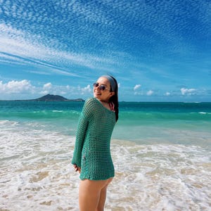 Handmade Crochet Beach Cover Up: Silky Bamboo, Fits XS