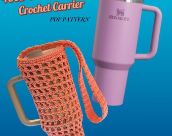 Crochet Tumbler Carrier Water Bottle Holder Pattern 40oz Tumbler