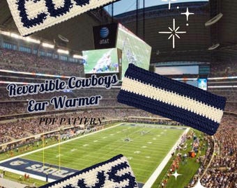 Cowboys Reversible Ear Warmer Crochet Pattern (PDF Pattern)