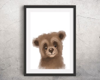 Animal Baby Bear Digital print, Printable print, Printable illustration, 8x10 Wall Art, Instant download
