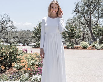 modest white summer dress