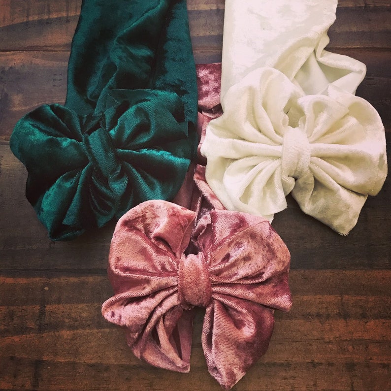Messy bow baby velvet headband