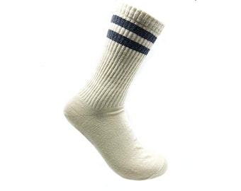Merino Wool Hiking Socks | Ribbed Wool Crew Socks | Soft and Warm Merino Wool Socks / Ski  Merino Wool Socks / Navy Merino Wool Socks