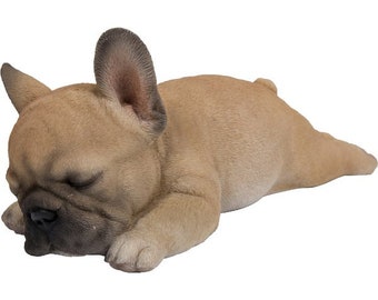 French Bulldog Sleepy Statue | Realistic Puppy Figurine | Detailed Garden Patio Sculpture