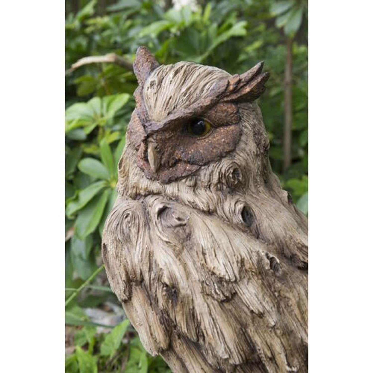 Eagle Owl Driftwood Look Statue Garden Decoration Home Etsy Canada