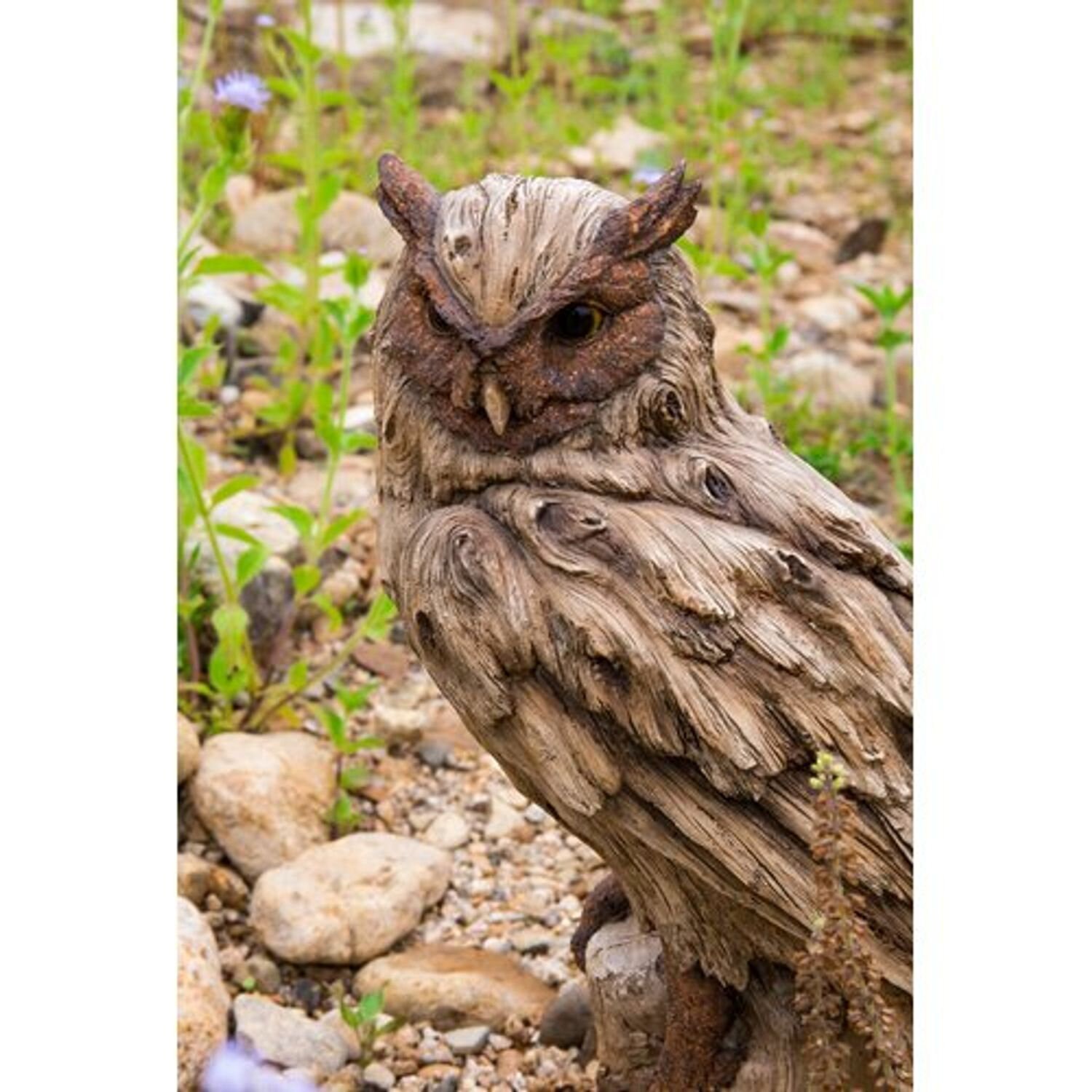 Eagle Owl Driftwood Look Statue Garden Decoration Home Etsy Canada