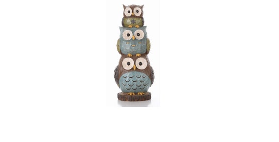 Hiboux Statue De Bebe Hibou Empilee Pour La Decoration Etsy Canada