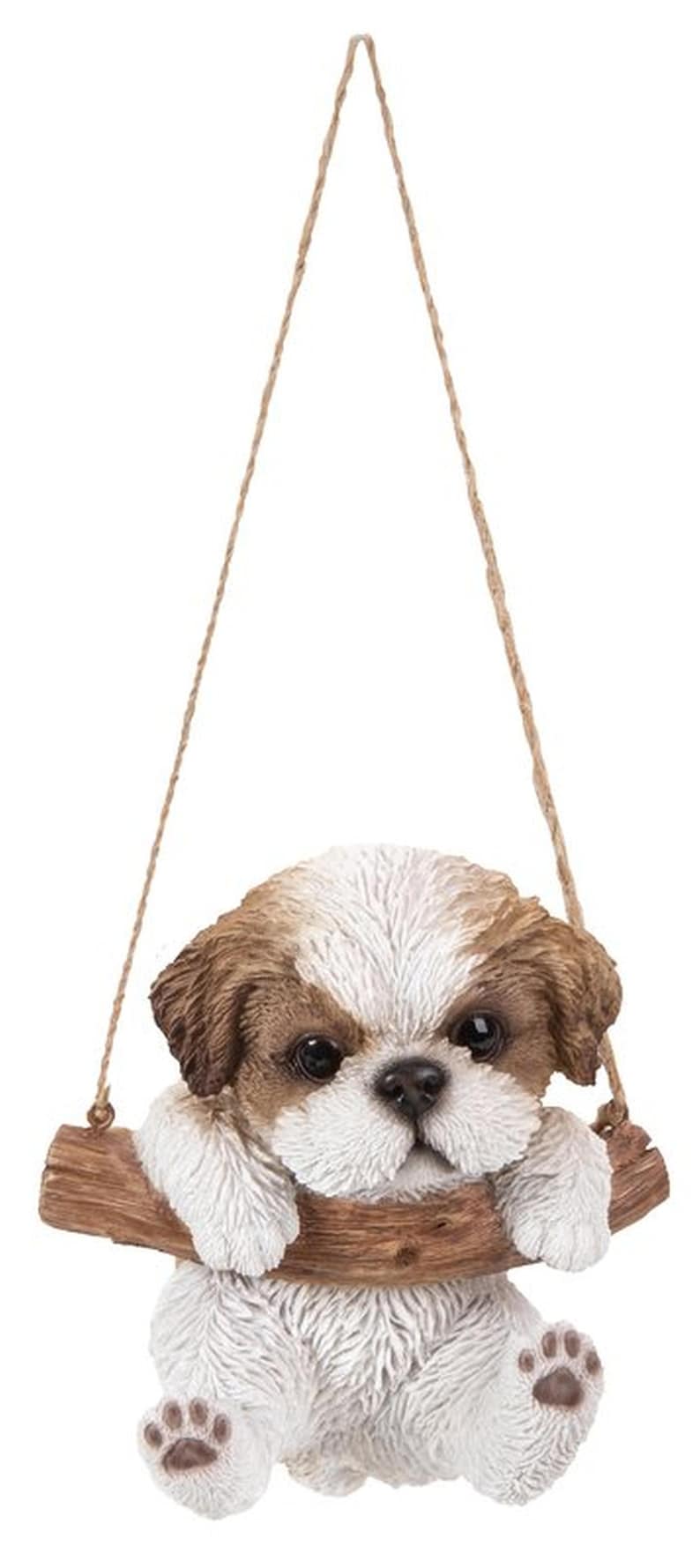Shih Tzu Realistic Lifelike Figurine Hanging Shih Tzu Puppy Statue For Home and Garden Decor