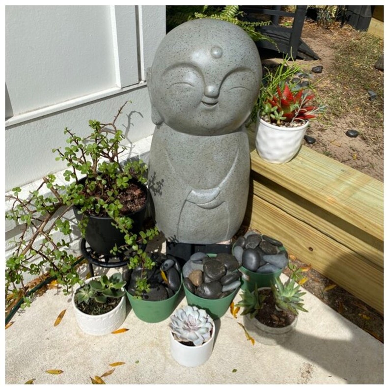 Smiling Lucky Japanese Jizo Statue Garden Statue Outdoor Etsy