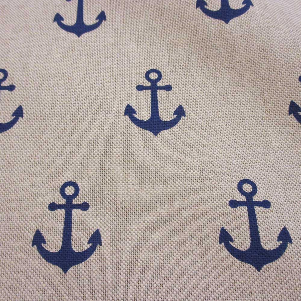 Stoff Baumwollstoff maritim Anker blau natur