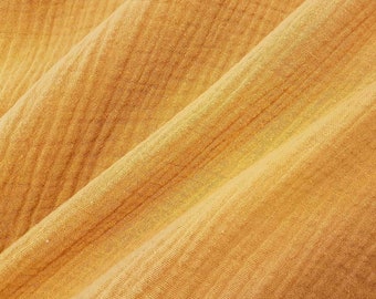 Stoff Baumwolle Musselin Mulltuch gelb senfgelb uni