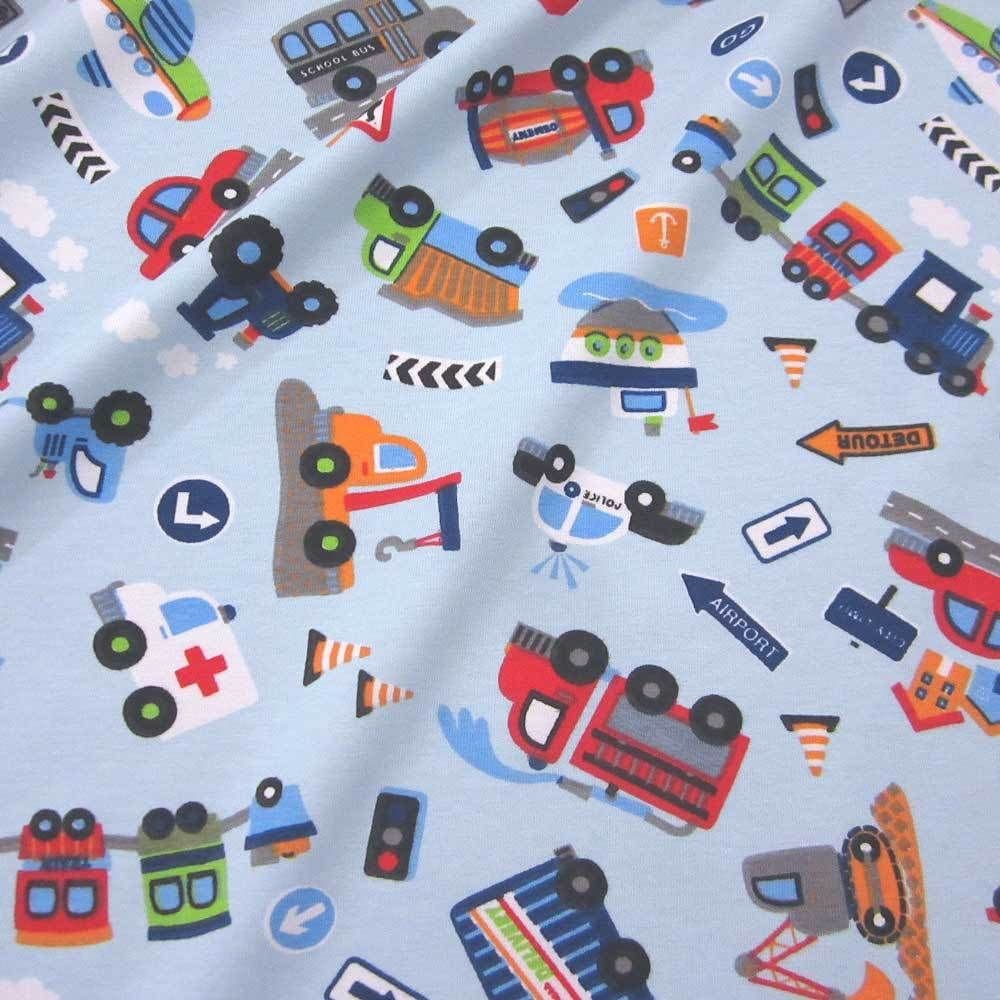 Fabric cotton jersey light blue vehicles cars Etsy