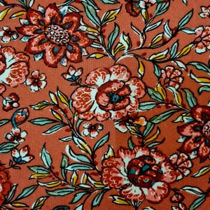 Fabric Viscose &quot;Kerala&quot; marsala red flowers dress fabric 0.5