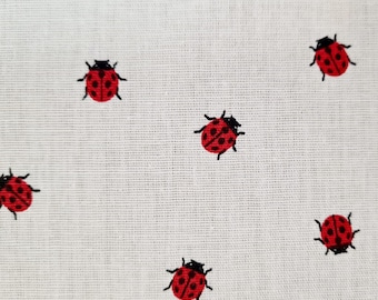 Fabric cotton fabric "Ladybug" white red