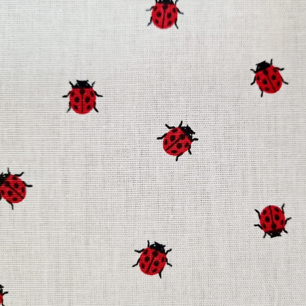 Tissu coton "Coccinelle" blanc rouge