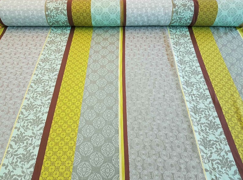 Stoff Meterware Baumwolle Jacquard Mallorca mint grün grau | Etsy
